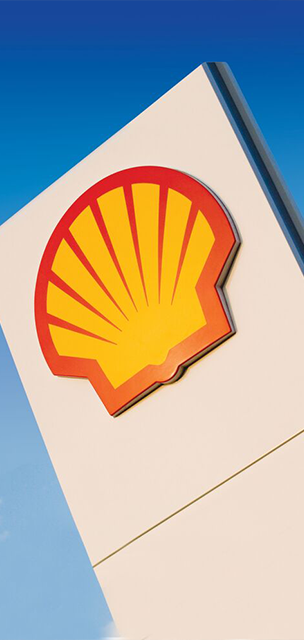 Shell logo op zuil